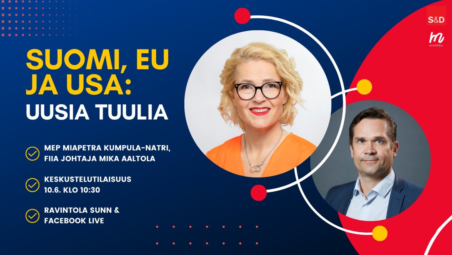 Keskustelutilaisuus 10.6. Suomi, EU ja USA: Uusia tuulia