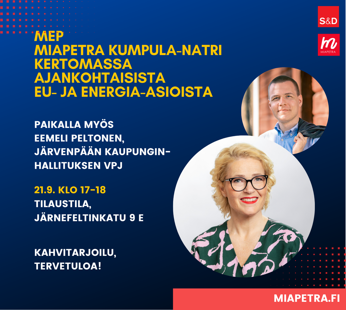 Tavattavissa Järvenpäässä 21.9.