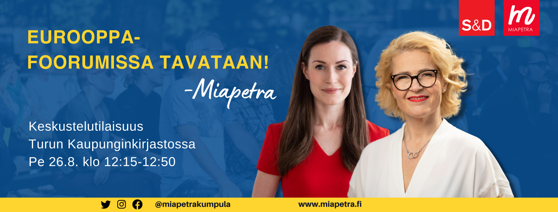 Sosialidemokratia Suomessa ja EU:ssa: Meppi ja puheenjohtaja lavalla