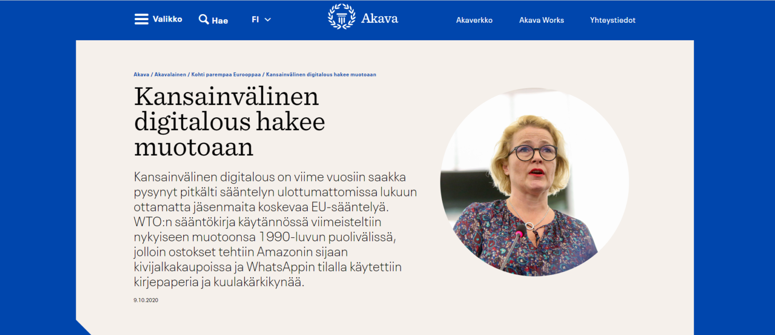 Blogi Akavalaisessa: Kansainvälinen digitalous hakee muotoaan