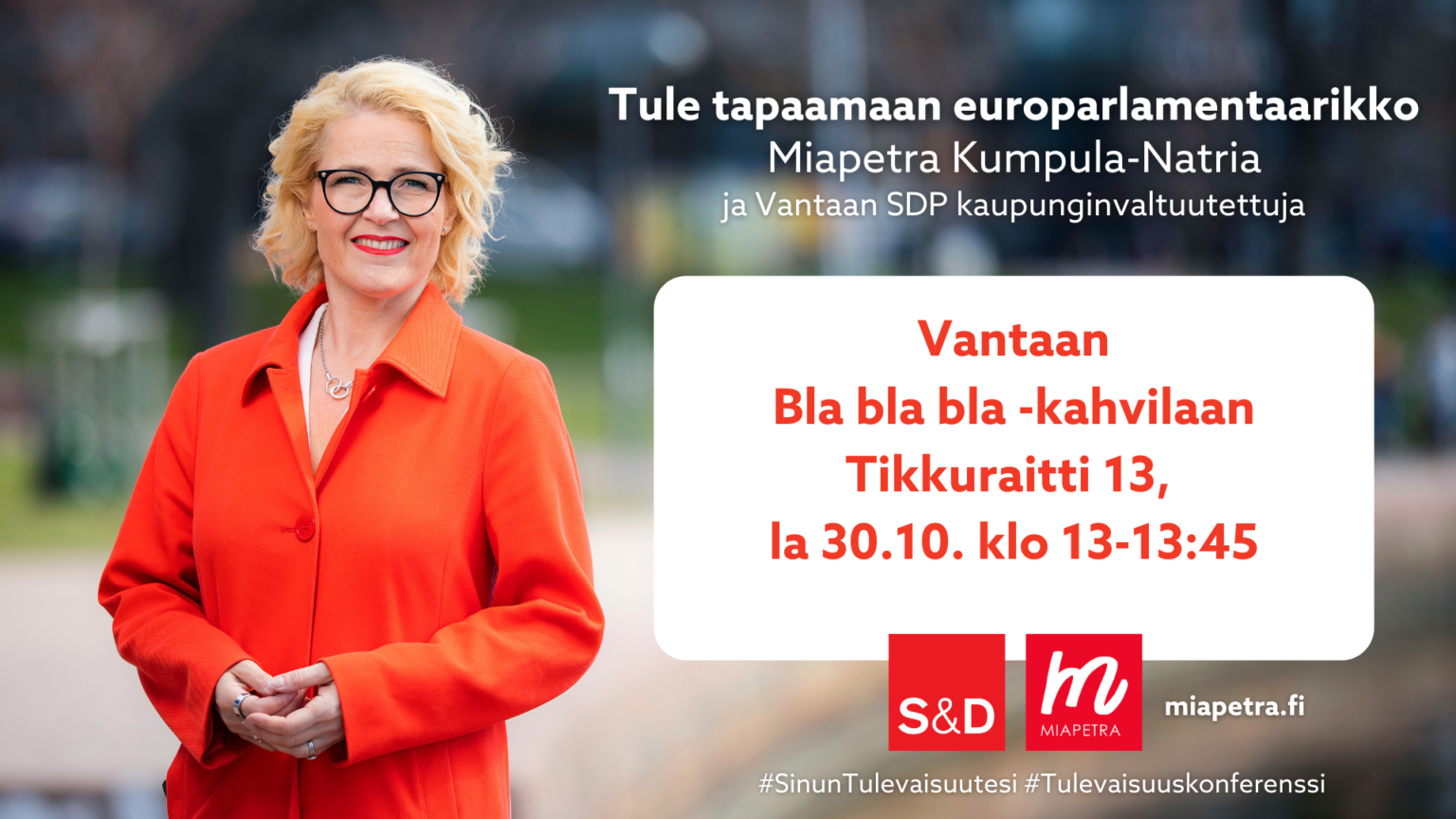 Tule tapaamaan MEP Kumpula-Natria Vantaalla 30.10.