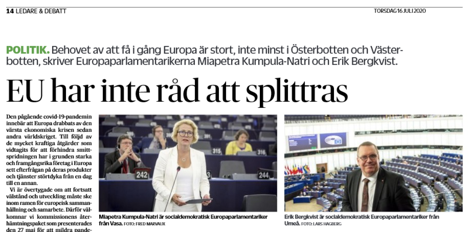 Yhteiskirjoitus Vasabladetissa: EU har inte råd att splittras