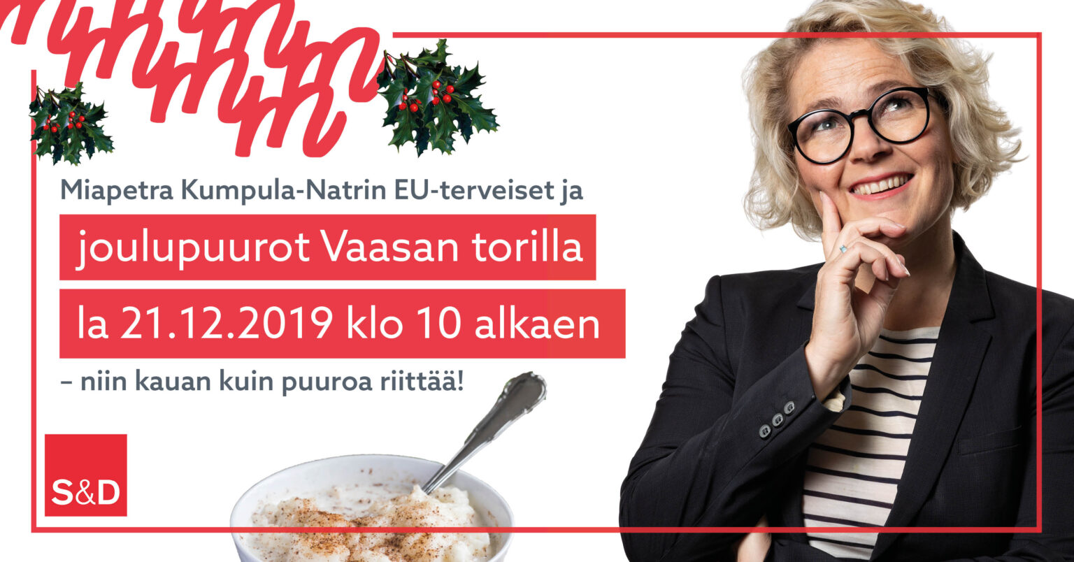 Vaasalaismepin EU-terveiset ja joulupuurot 21.12. klo 10 alkaen