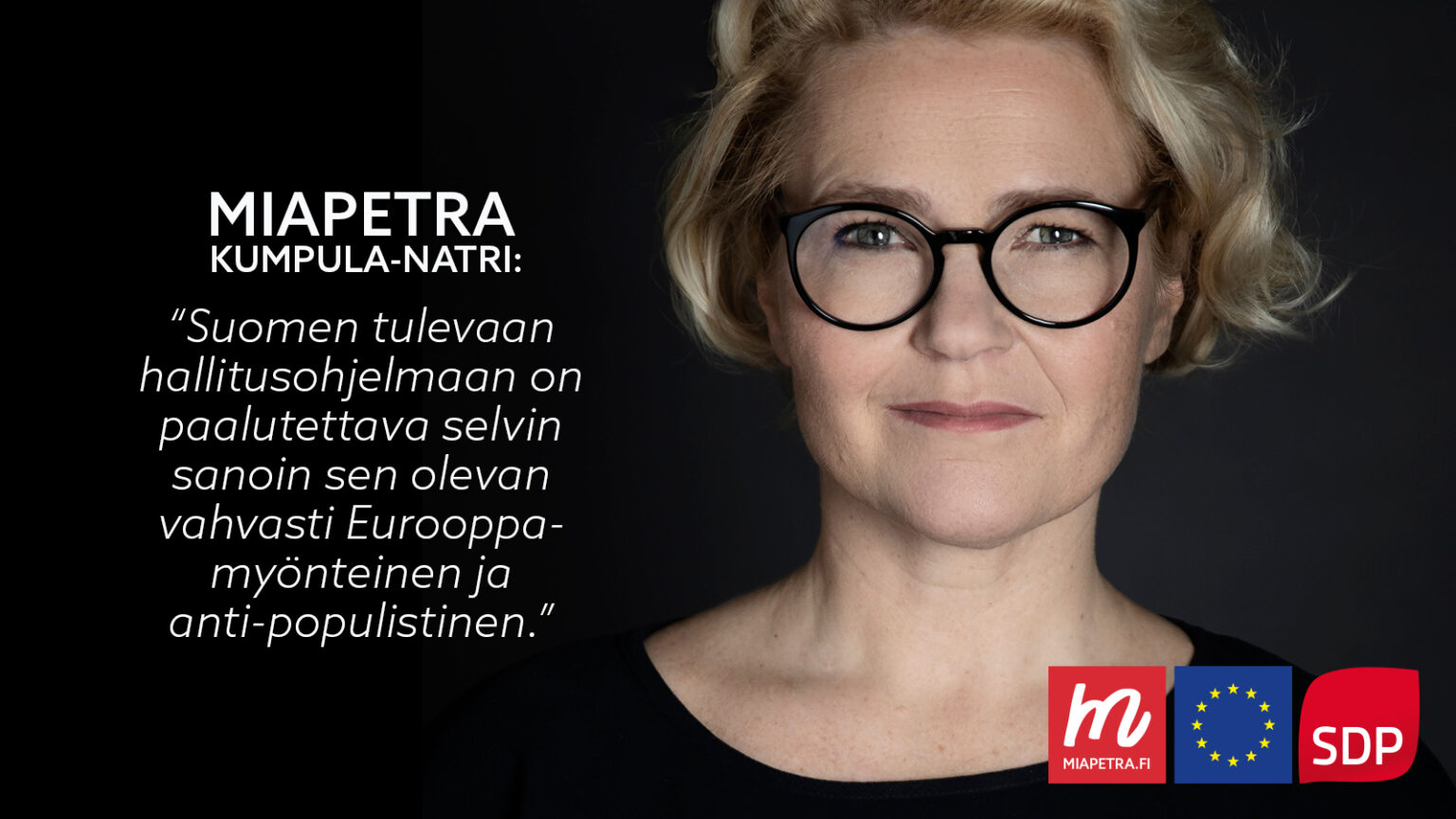 Europarlamentaarikko Kumpula-Natri: Uuden hallitusohjelman oltava vahvasti eurooppalainen ja anti-populistinen